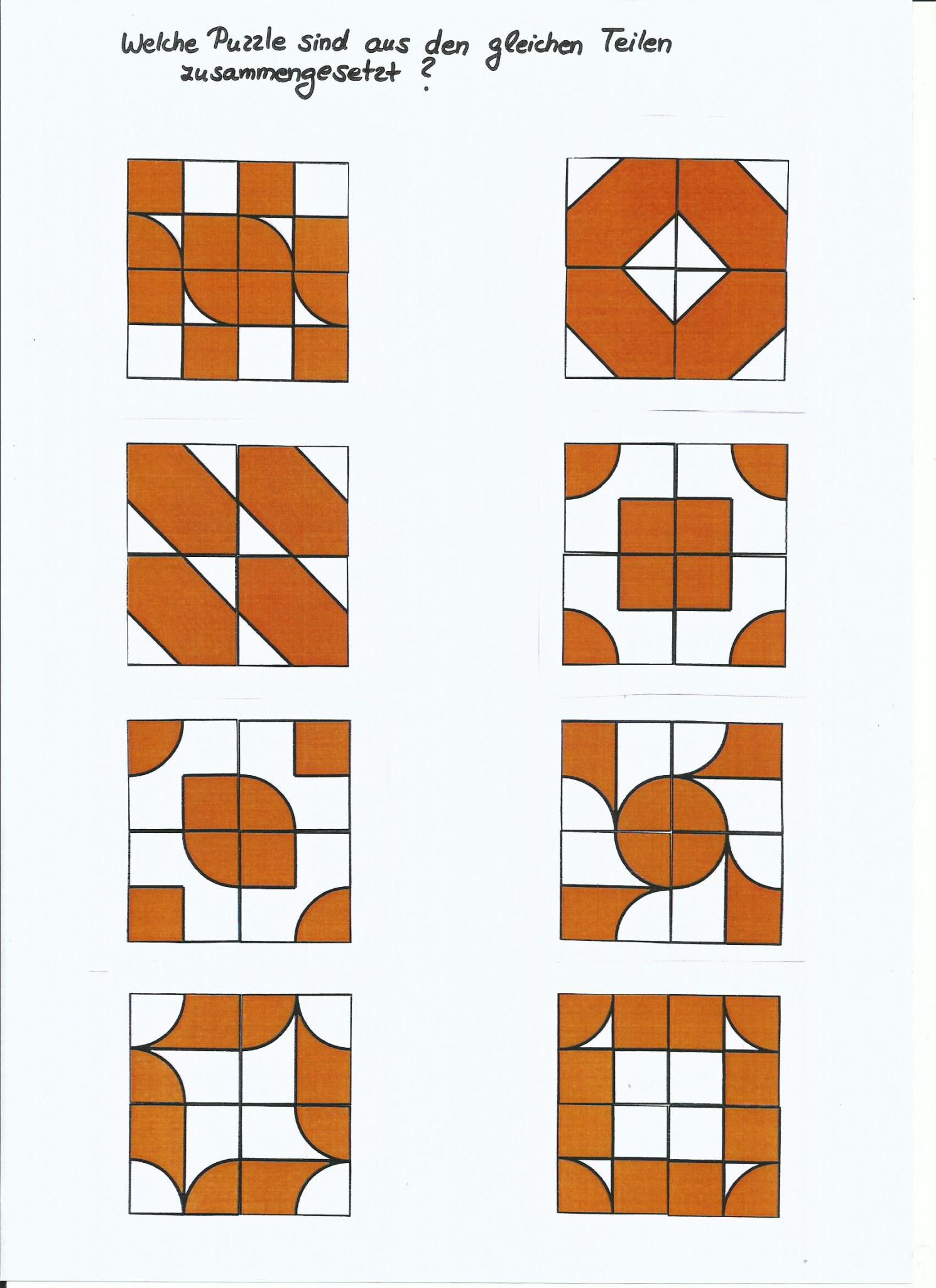 Paare finden – Welche Puzzle sind aus den gleichen Teilen